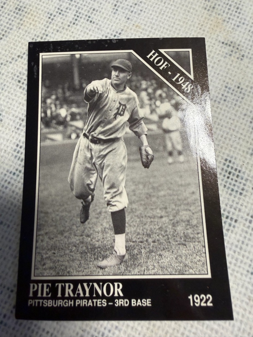 Black & White Vintage Baseball Card - Pie Traynor